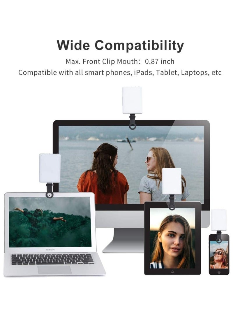 Eworld High-power 60-LED Rechargeable Selfie Light with Front & Back Clips, 3 Light Modes and 10 Brightness Levels, Ideal for Makeup, Selfies, Vlogs, Video Conferences on Smartphones, Tablets, Laptops - Image 2